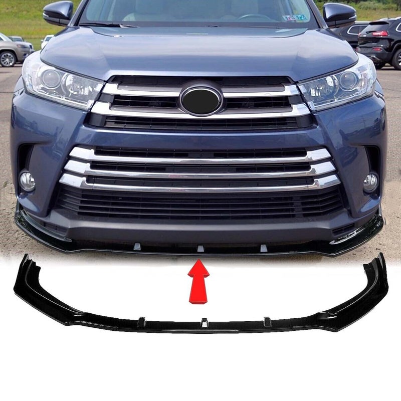 MUTUSAISI Gloss Black Front Bumper Lip Spoiler Splitter Fit For Toyota Highlander SE/LE/XLE/Hybrid/Limited 2017 2018 2019 Air Dam Chin Body Kit Accessories - Image 1